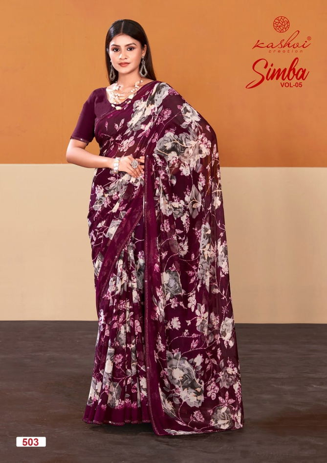 Simba Vol 05 By Kashvi Printed Georgette Sarees Wholesale Shop In Surat